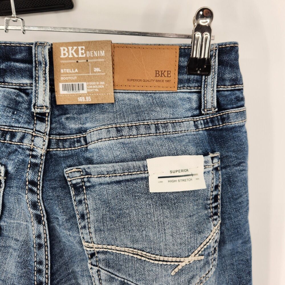 BKE Stella Jeans Womens 26 x 33 1/2 Stretch Denim Bootcut Medium Wash - Picture 12 of 16